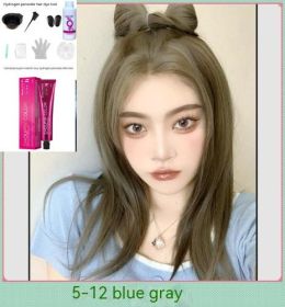 Ammonia-free Hair Color Paste Monochrome Paste Cover White Hair Multi-segment Color One-step Black Tea Gray Blue Black Hair Dye (Option: 512Blue And Gray-With tools)
